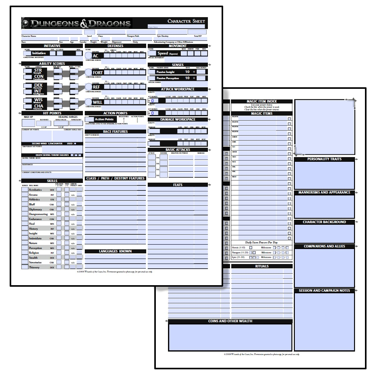 Dnd Printable Charts