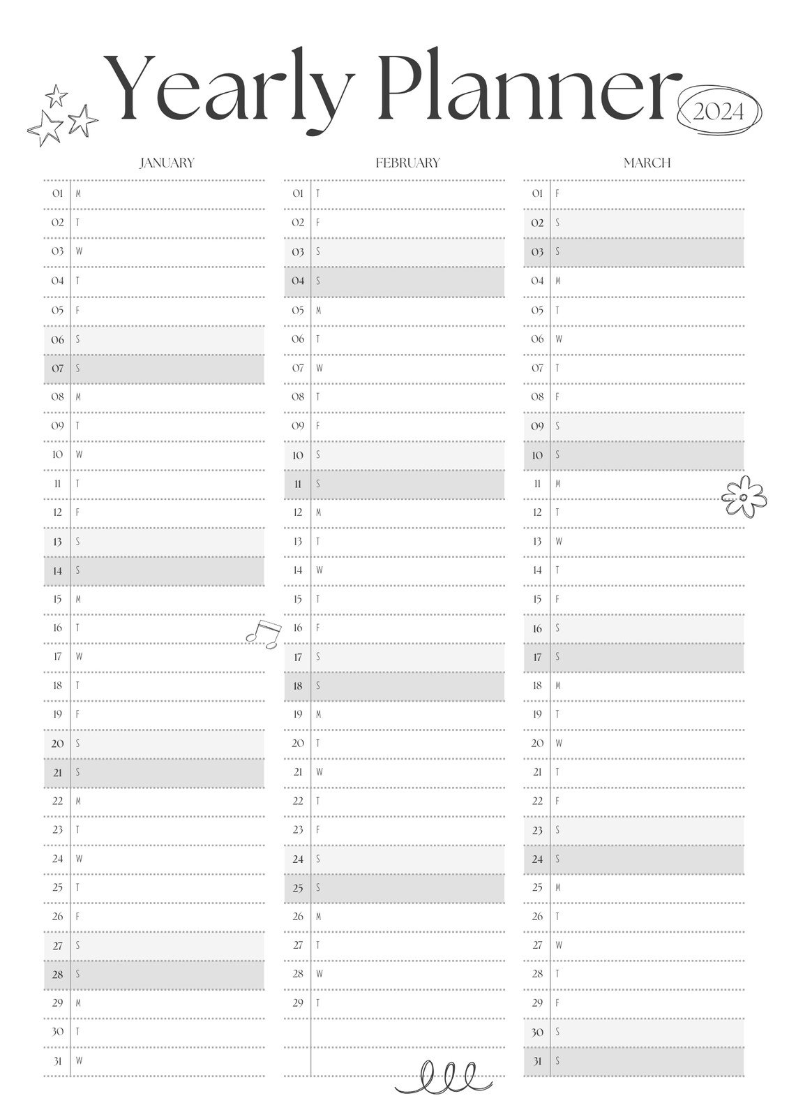 Free And Customizable Yearly Templates