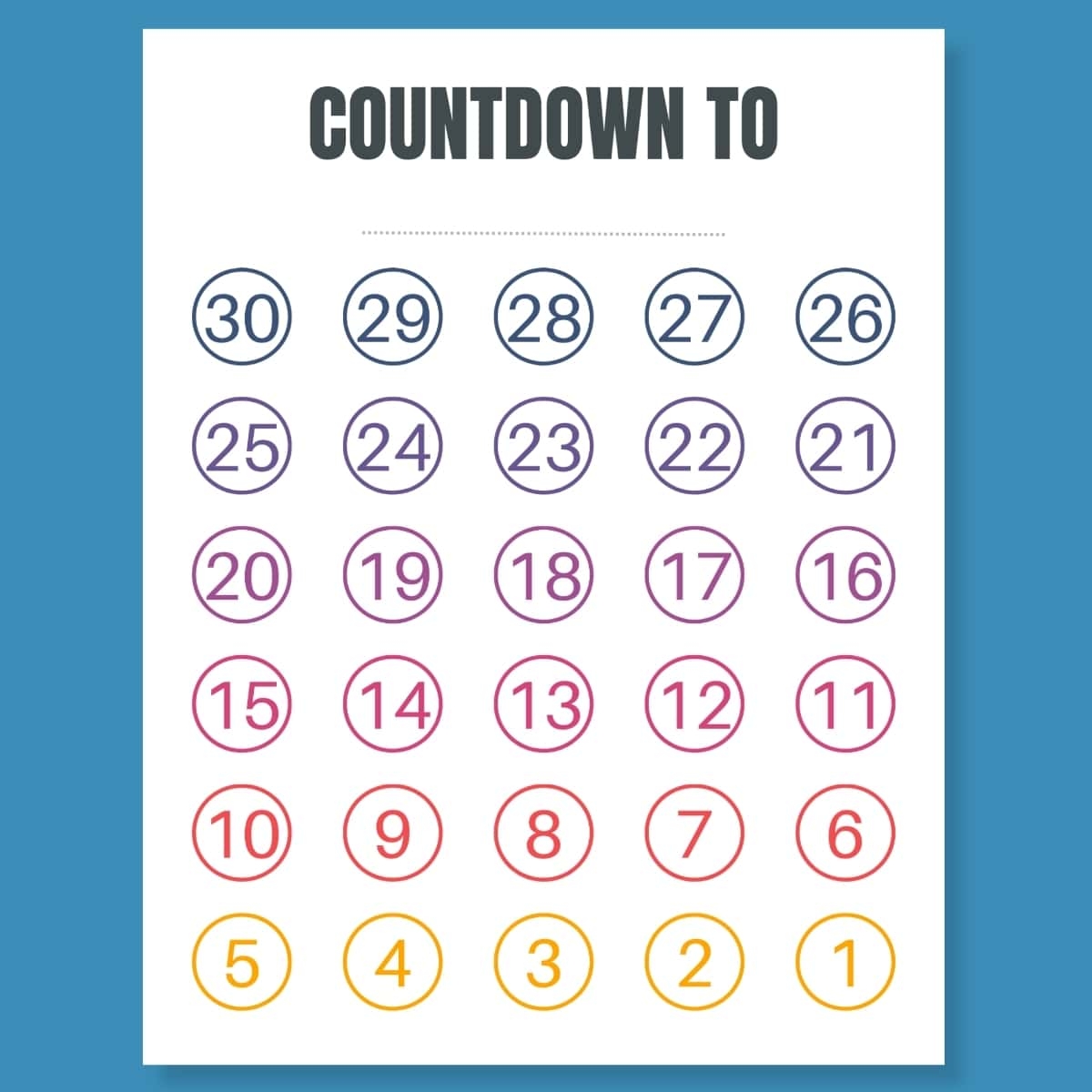 14 Day Countdown Chart Printable