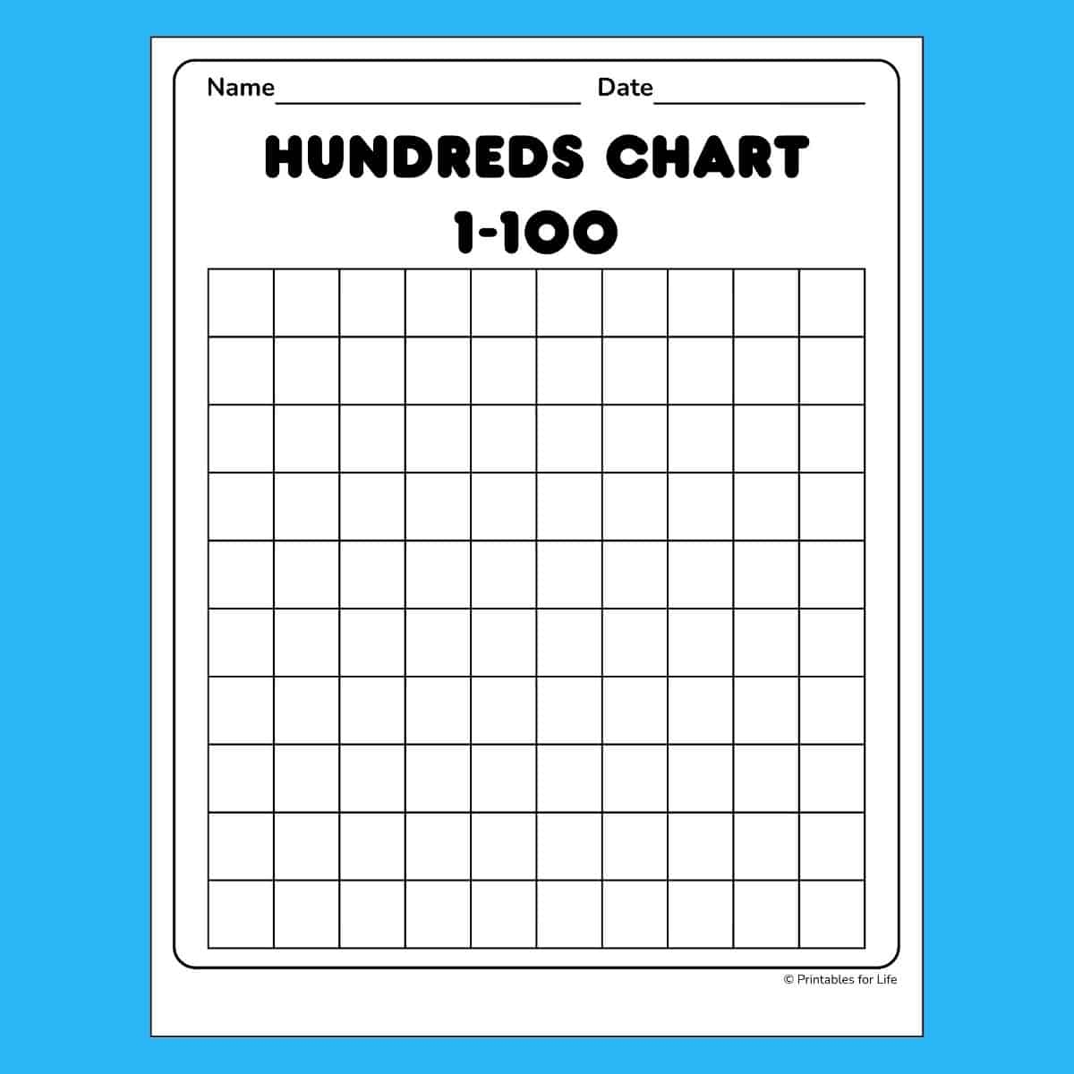 Free Blank Hundreds Chart Printable PDF
