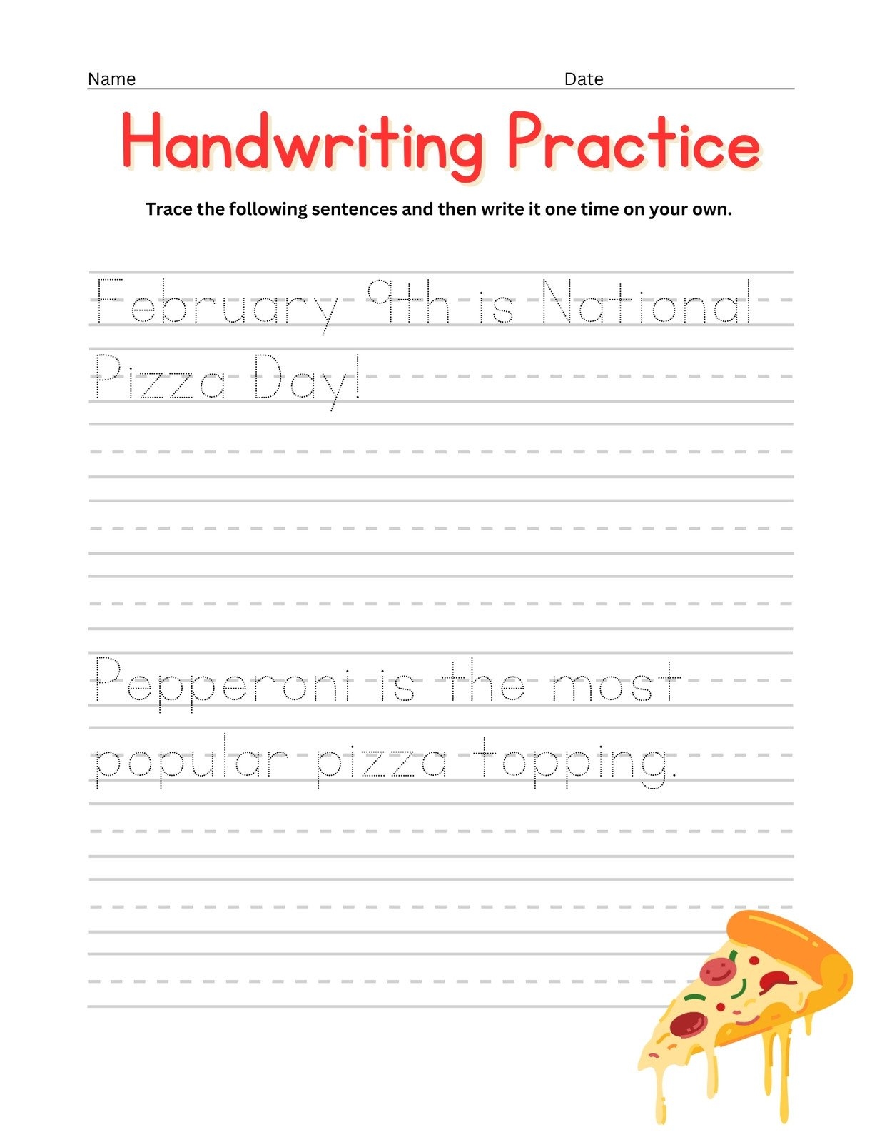 Handwriting Chart Printable Free