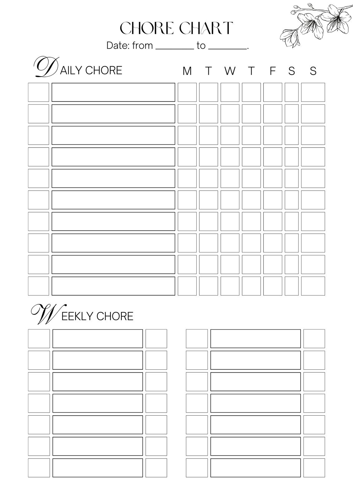 Printable Family Chore Chart
