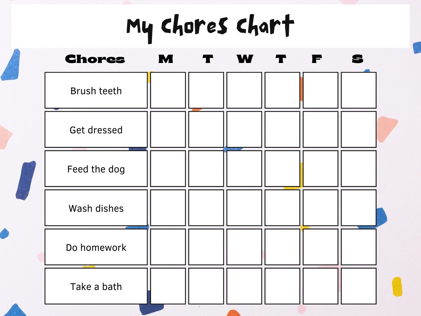 Free Printable Preschool Chore Charts