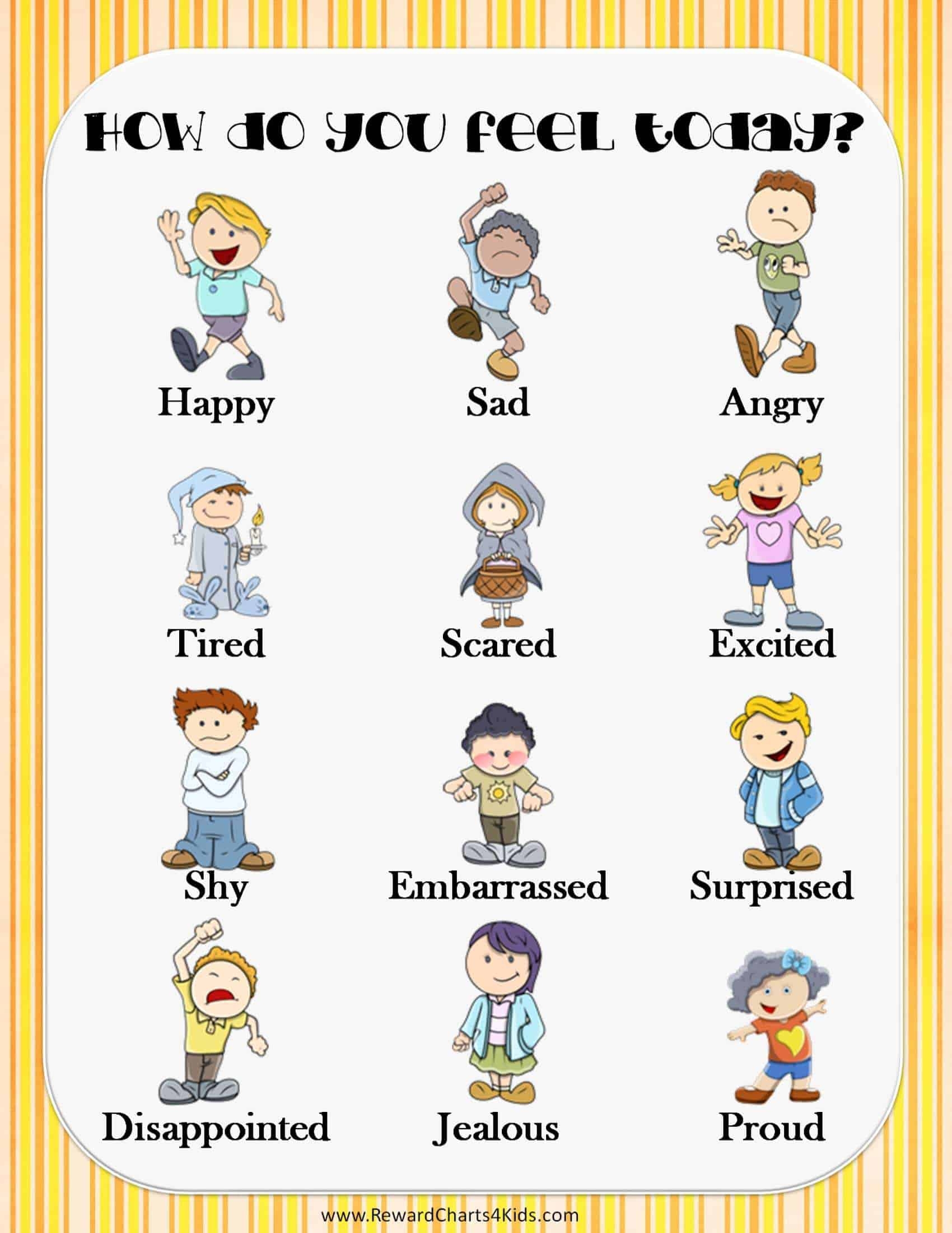 Emotion Chart For Toddler Printables