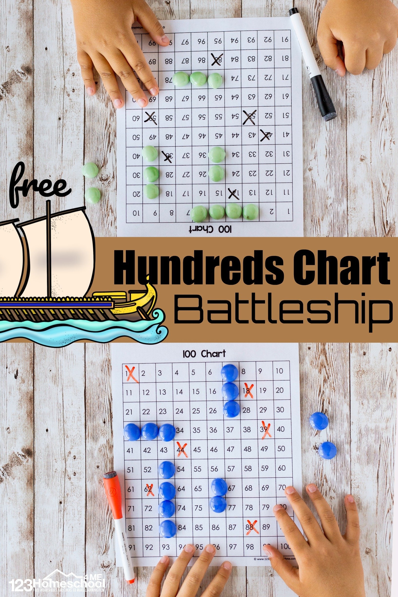 FREE Hundreds Chart Battleship A Counting To 100 Game