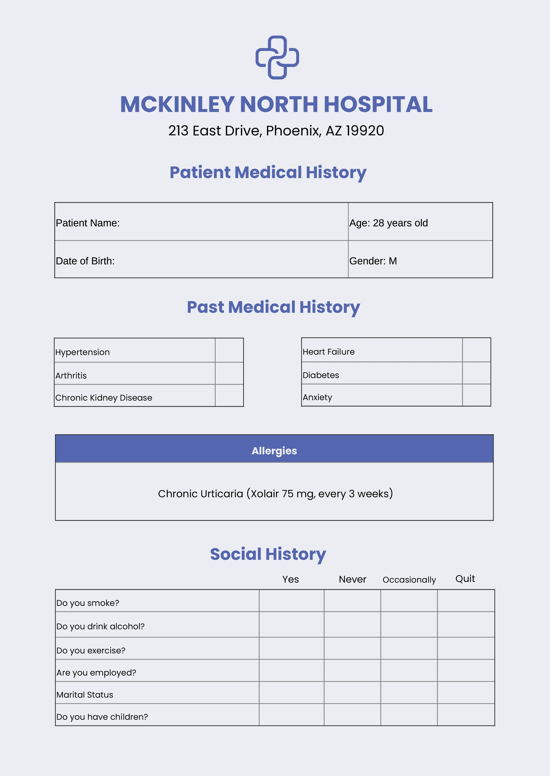Free Patient Chart Templates Editable And Printable