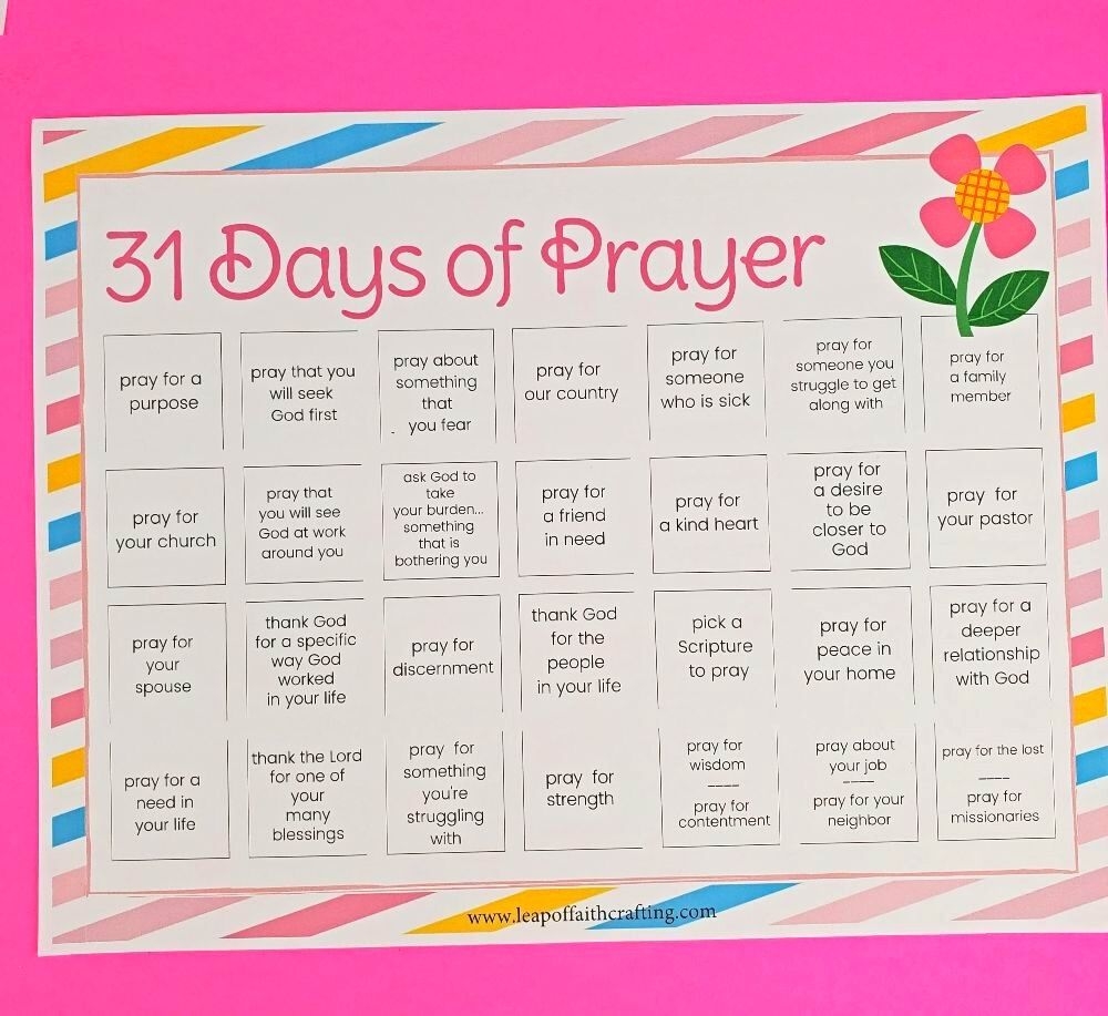 FREE Prayer Calendar And Printable Prayer Journal PDF Pack Leap Of Faith Crafting