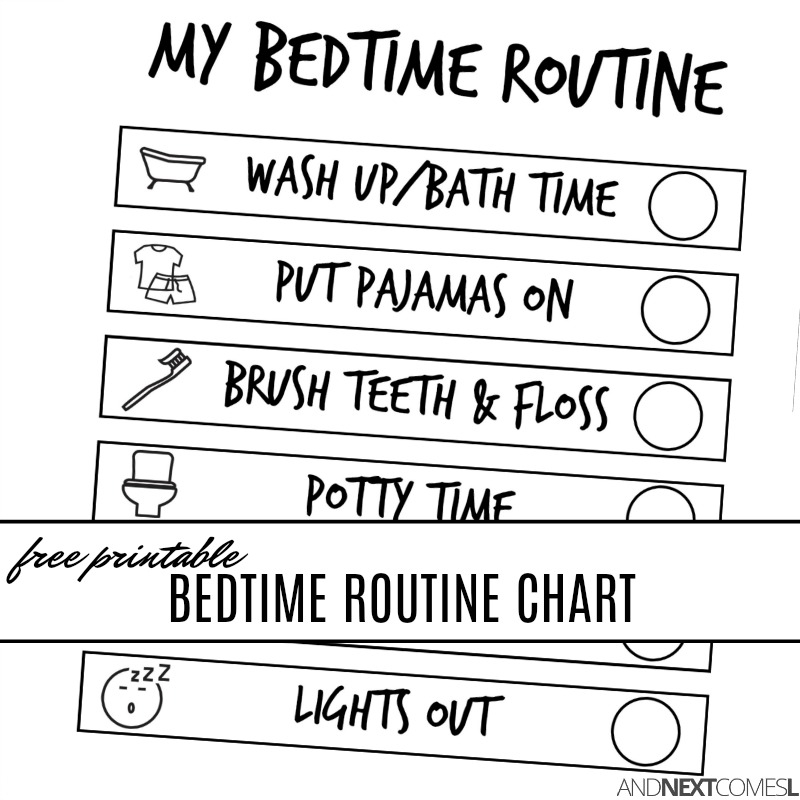 Bedtime Chart For Toddlers Printable