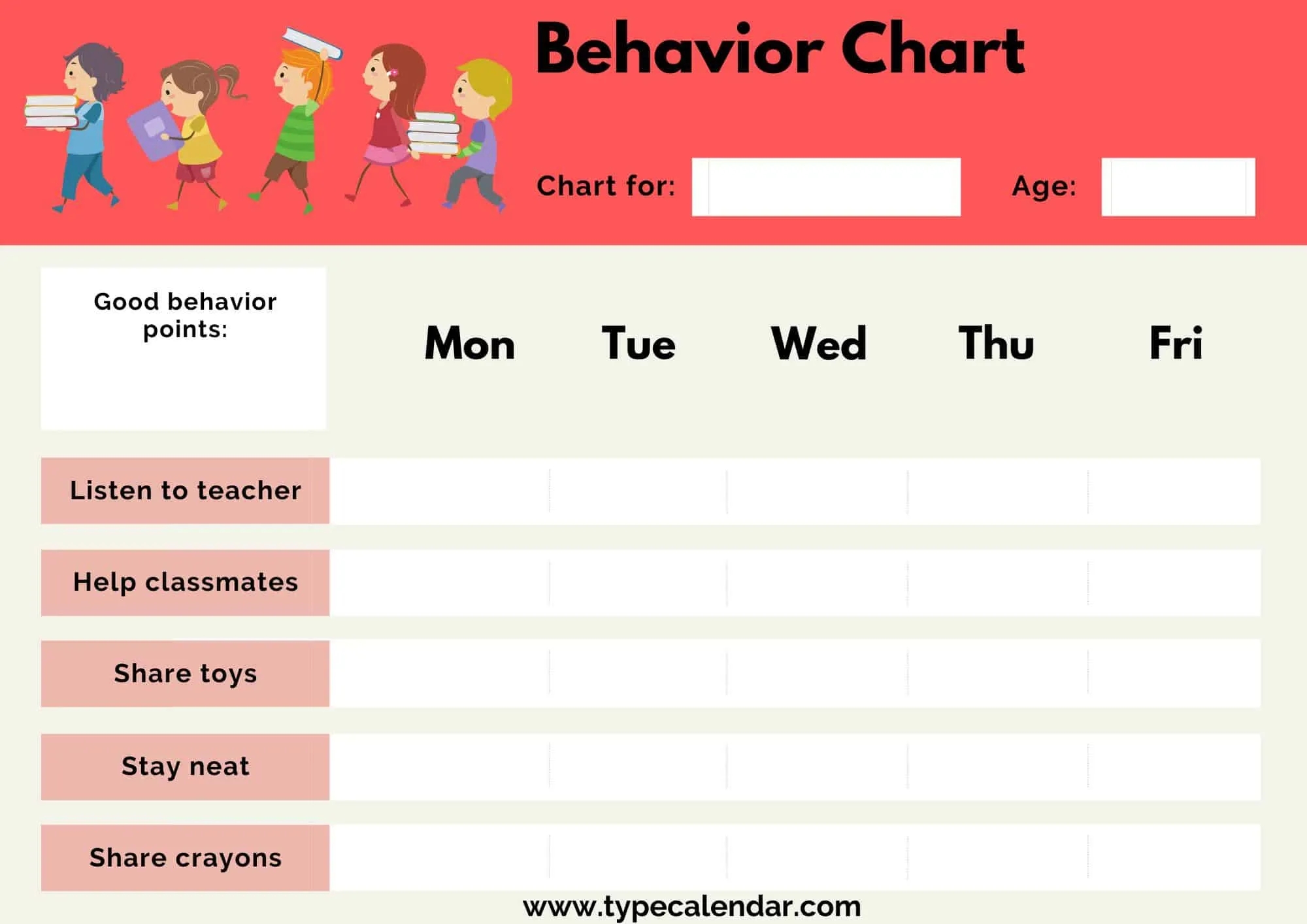 Free Printable Adhd Behavior Charts