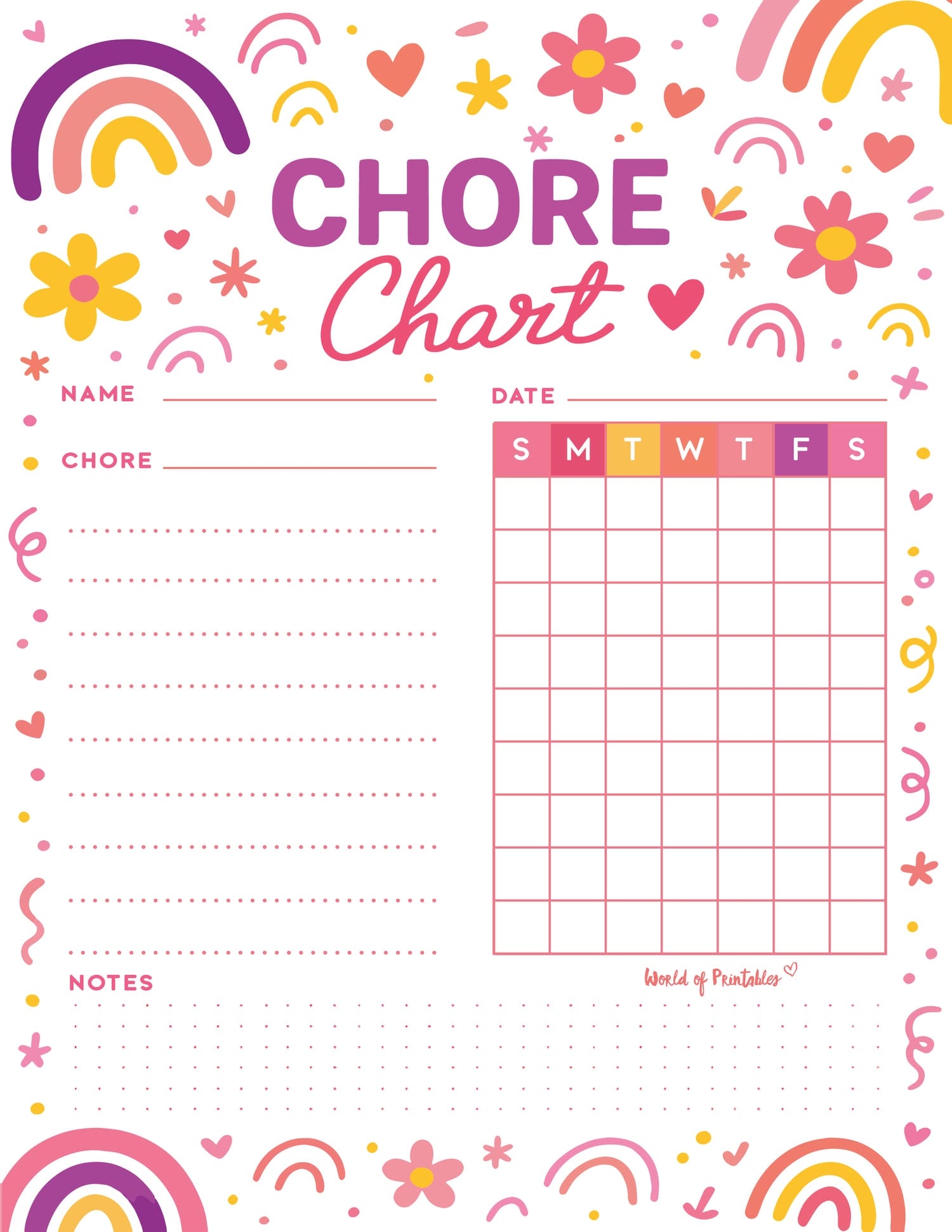 Free Printable Chore Charts For Kids Over 30 Fun Designs World Of Printables