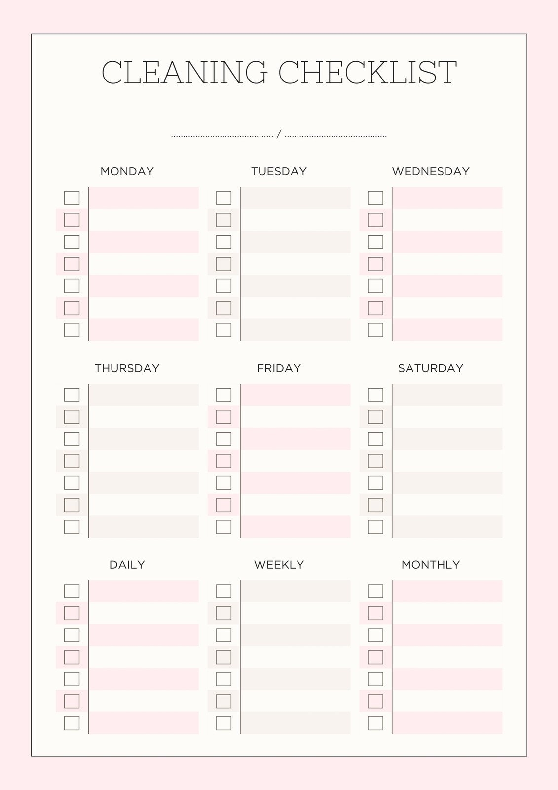 Free Printable Cleaning Checklist Templates Canva Free Printable Cleaning Checklist Templates Canva