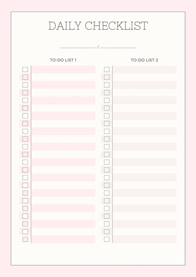 Free Printable Editable Daily Checklist Templates Canva