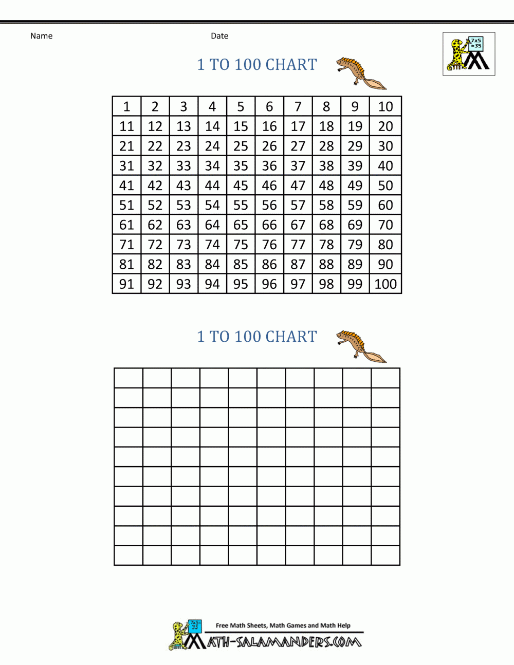 Printable Full Page Hundreds Chart