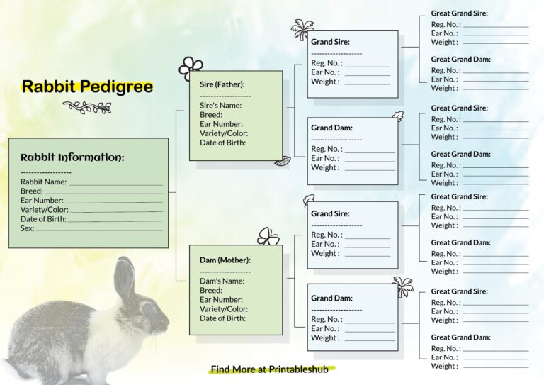 Free Printable Rabbit Pedigree Chart PDF Included Printables Hub