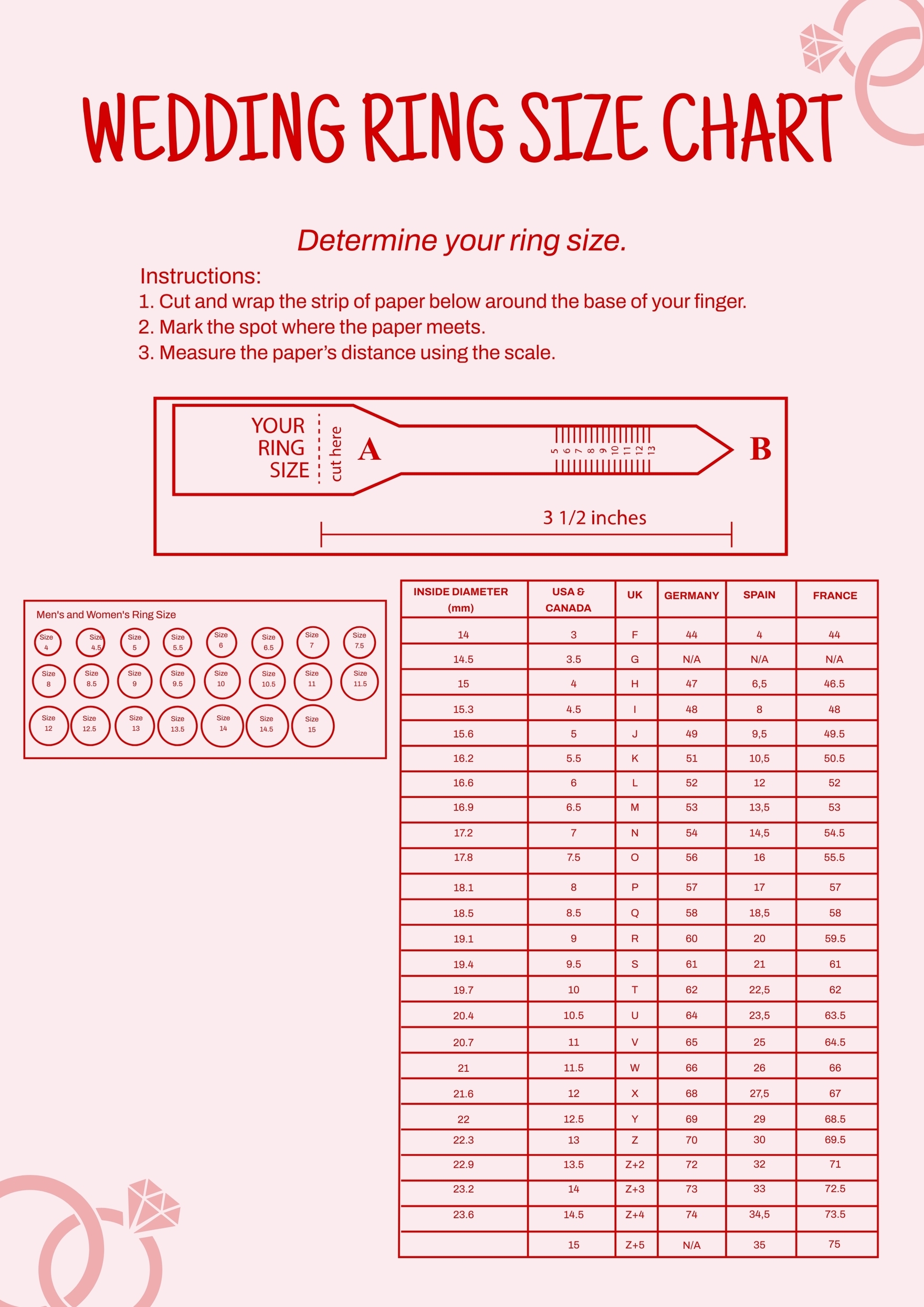 Ring Size Chart For Female Printable Ring Size Chart For Female Printable