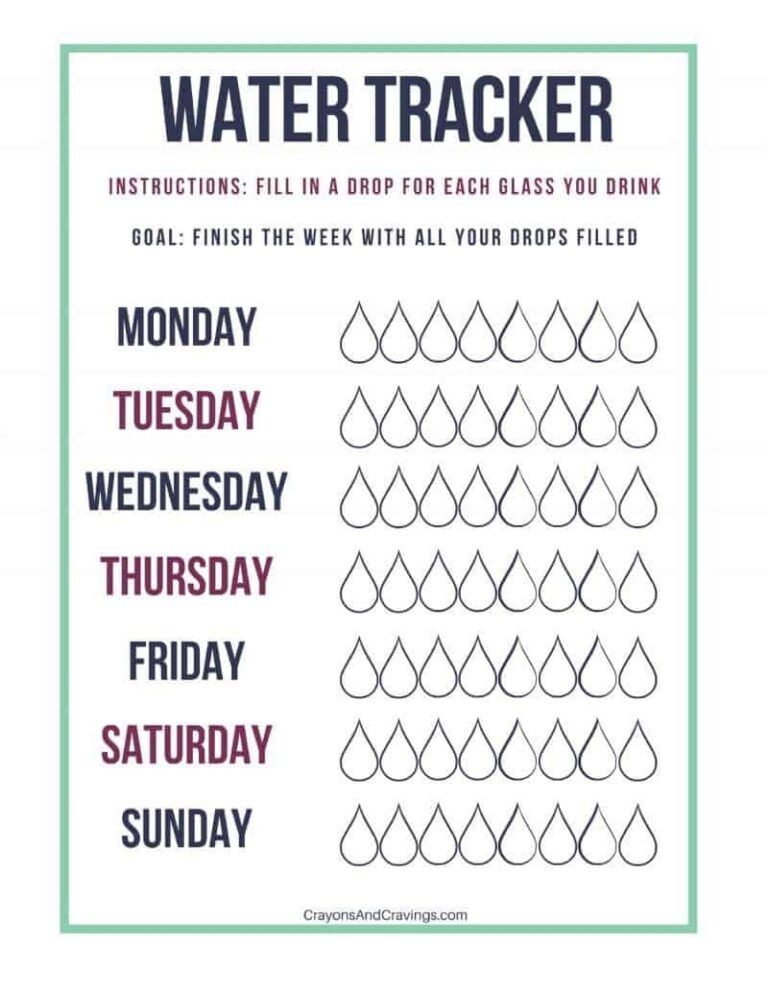 Free Printable Water Tracker Daily Weekly 