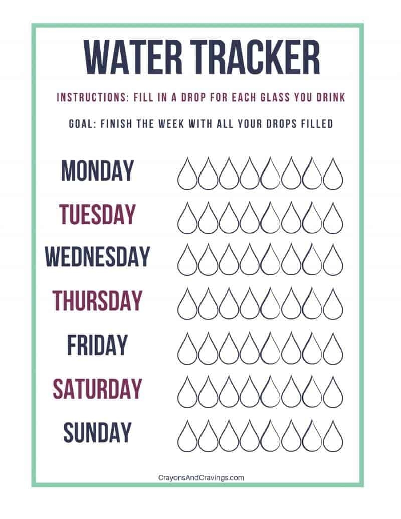 Free Printable Water Tracker Daily Weekly 