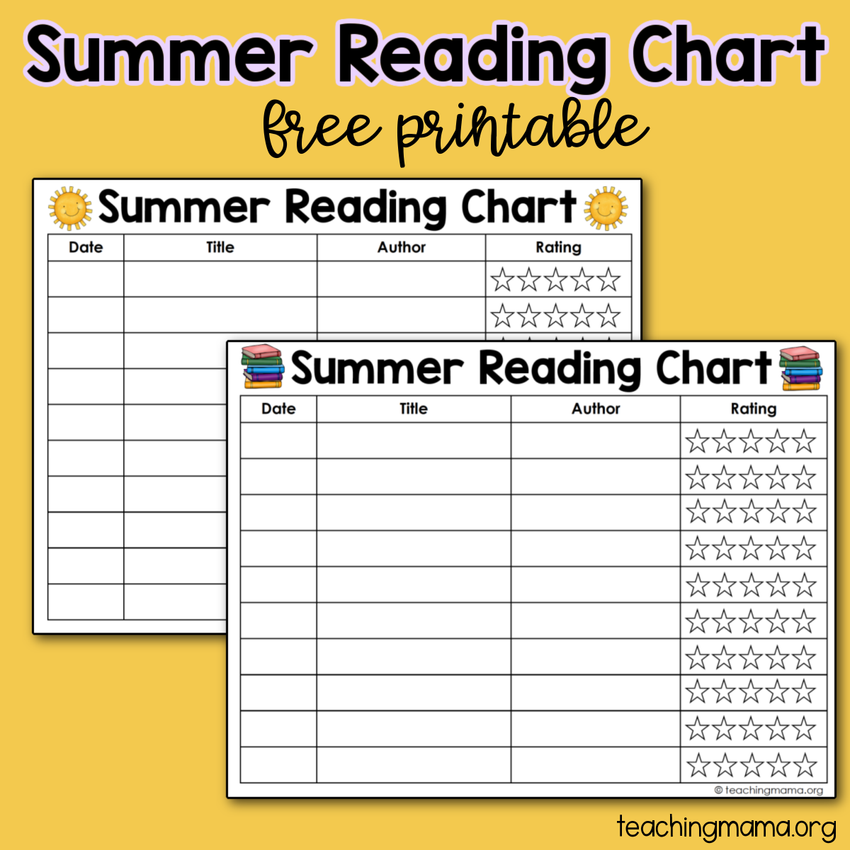 Free Summer Reading Charts Teaching Mama