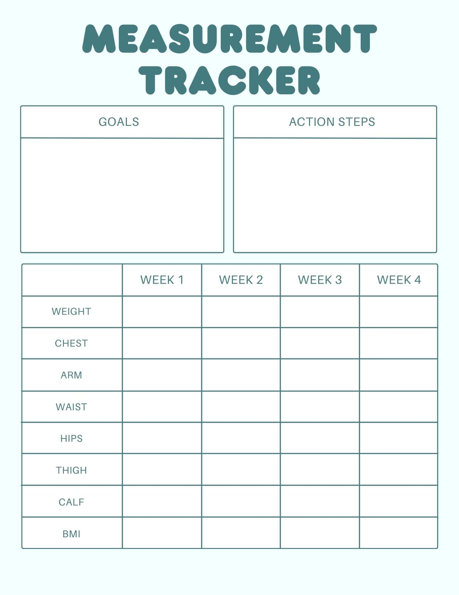 Weight And Measurement Chart Printable
