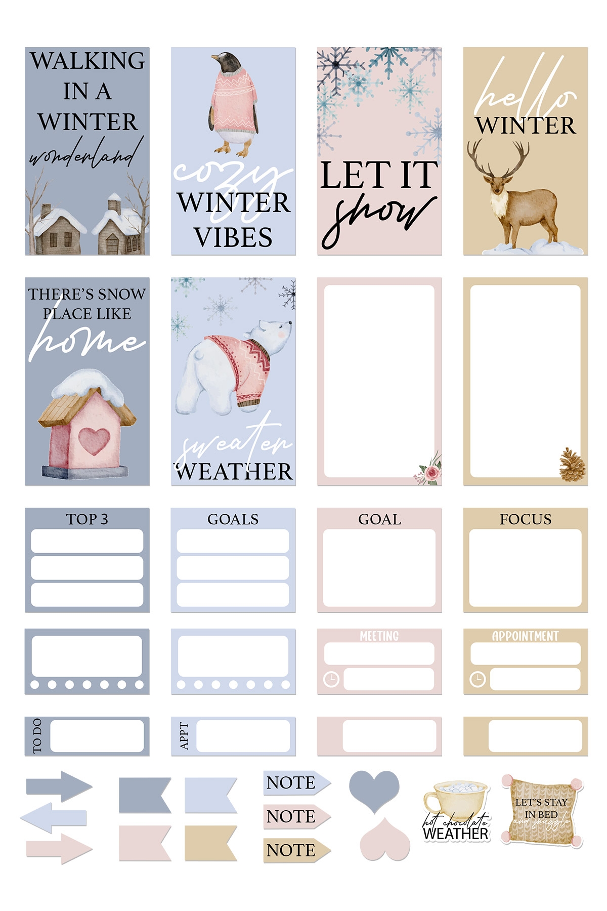 Free Winter Planner Stickers Printable Digital Files