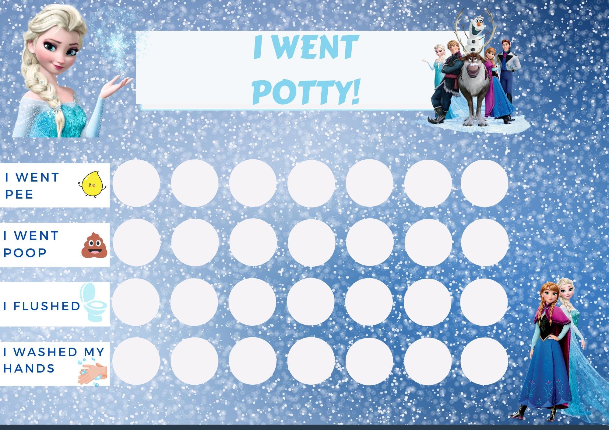 Frozen Potty Training Chart Printable Toilet Training Chart Toileting Reward Chart Instant Download Elsa Reward Chart Etsy Finland