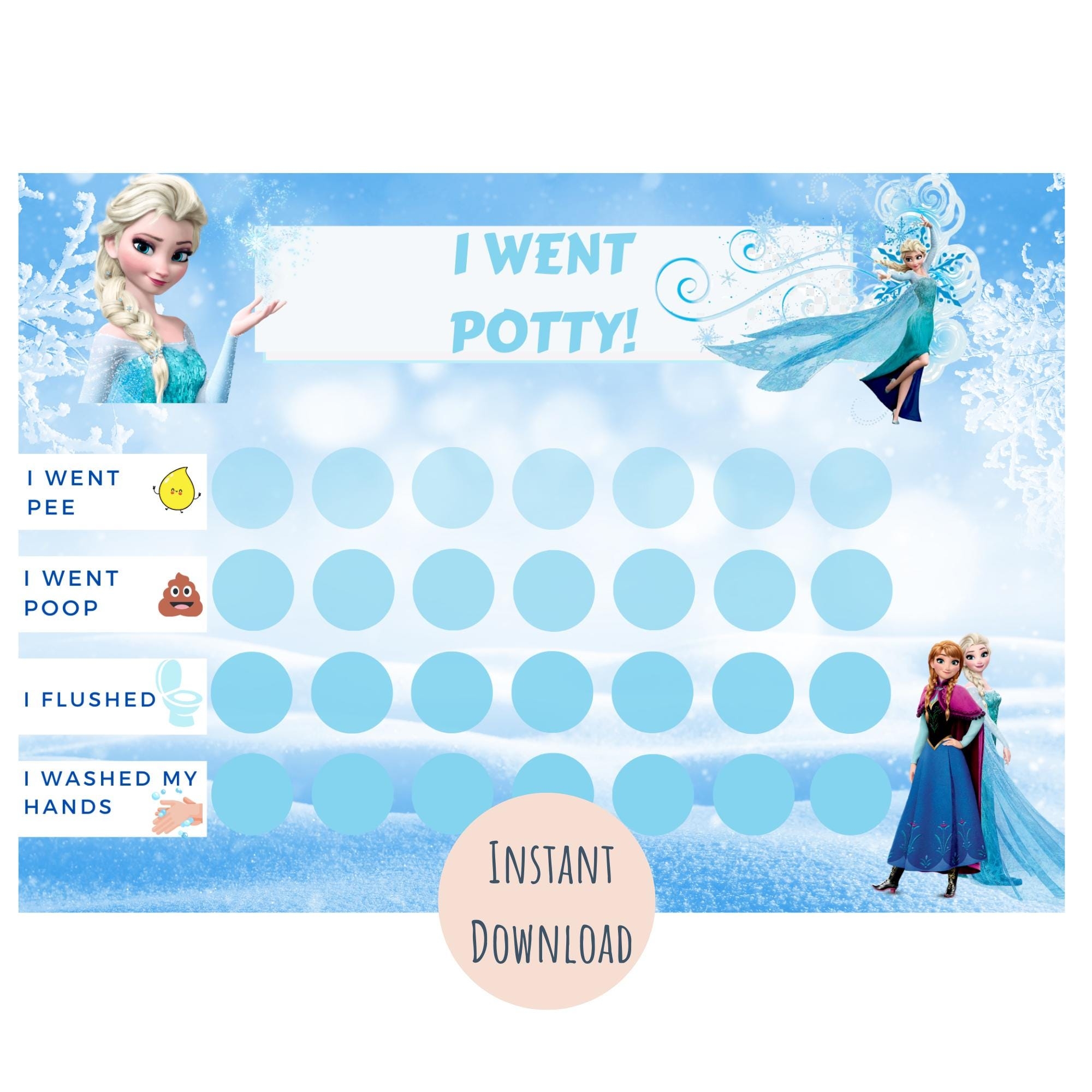 Frozen Potty Training Chart Printable Toilet Training Chart Toileting Reward Chart Instant Download Elsa Reward Chart Etsy
