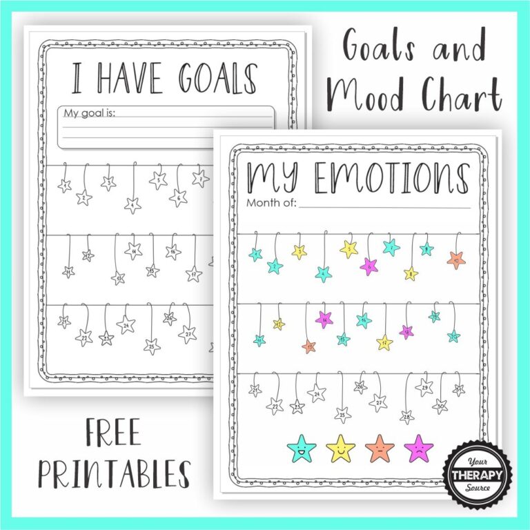 Goal Setting And Mood Chart For Kids FREE Your Therapy Source