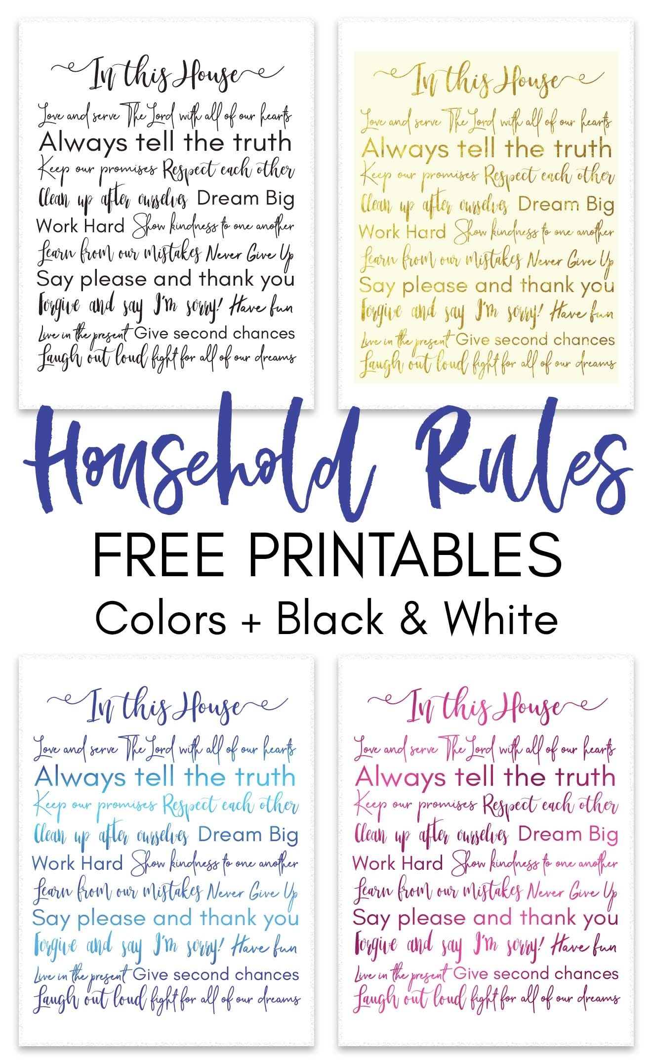Household Rules Free Printable Daydream Into Reality
