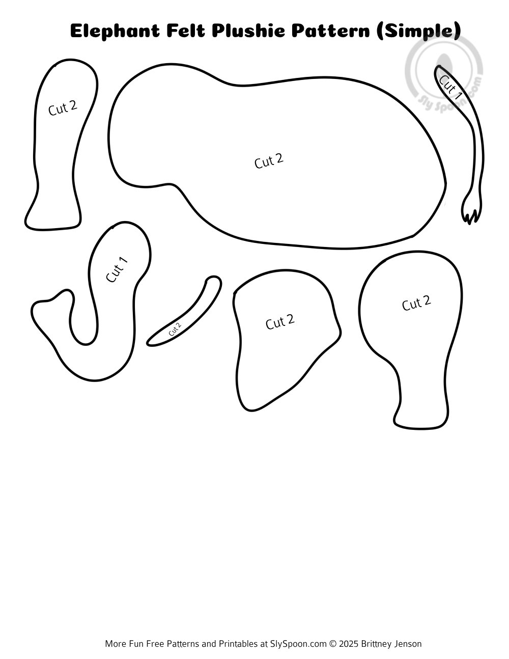 How To Hand Sew An Easy Felt Elephant Plushie Free Printable Pattern Great For Beginners And Kids Sly Spoon