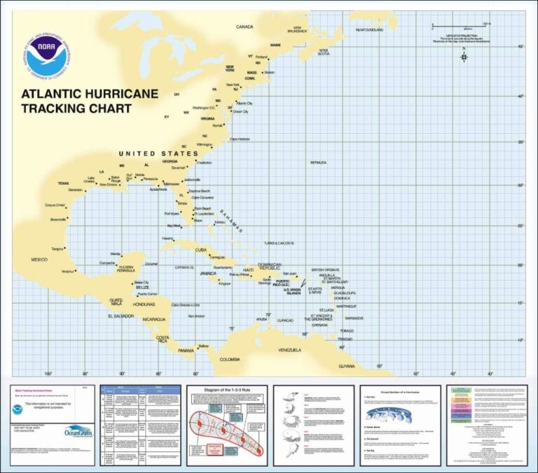 Hurricane Tracking Chart Western Atlantic By NOAA OceanGrafix