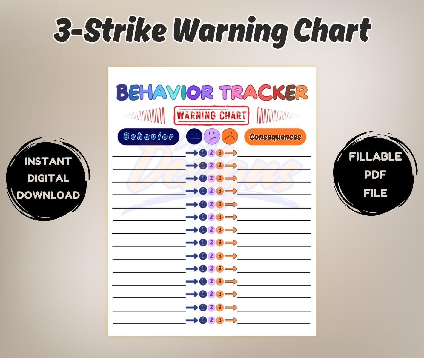 3 Strikes Behavior Chart Printable 3 Strikes Behavior Chart Printable