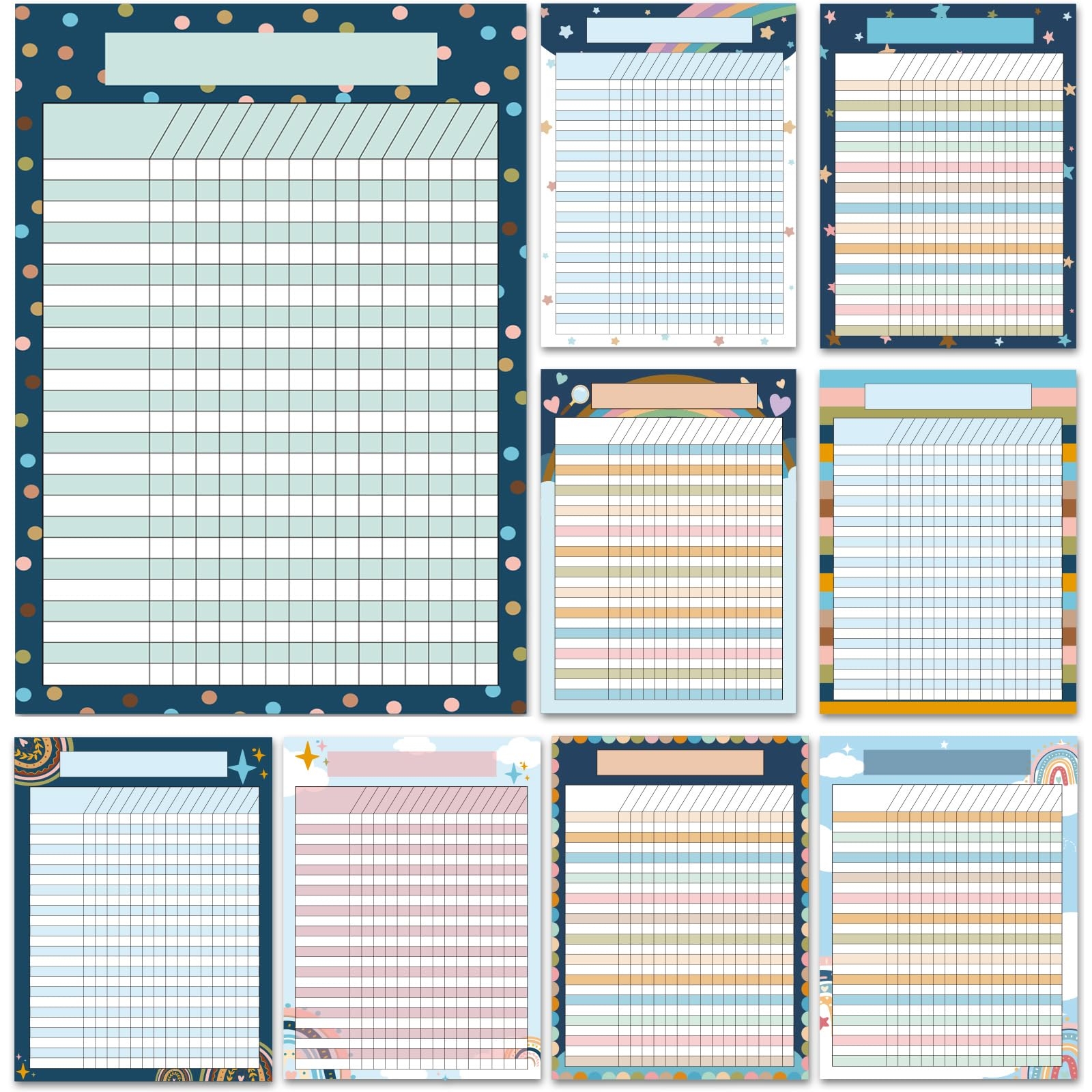 Kids Chore Chart 9 PCS Greenery Classroom Charts Simply Boho Classroom Incentive Chart Homework Data Charts Reward Chores Chart For Kids Behavior Learning Classroom School Attendance Homework Progress Tracking Pads Behavior Chart