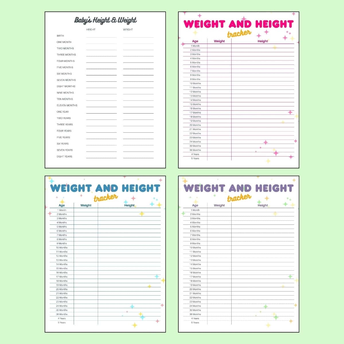 Growth Chart Printable Free