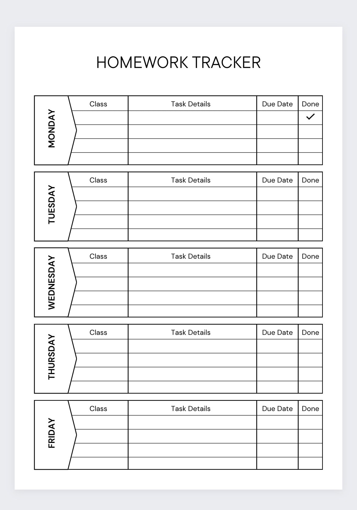 Kids Homework Tracker Printable Student Planner daily Tasks Etsy