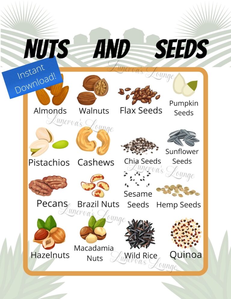 Kids Nutritional Poster Nuts And Seeds Poster With Labels Instant Download Etsy