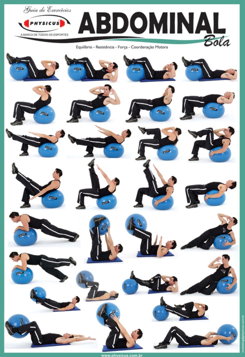 Laminated Stability Ball Workout Exercise Ball Workout Poster Laminated Stability Ball Routine Chart 18 X 24 Inches Medicine Ball
