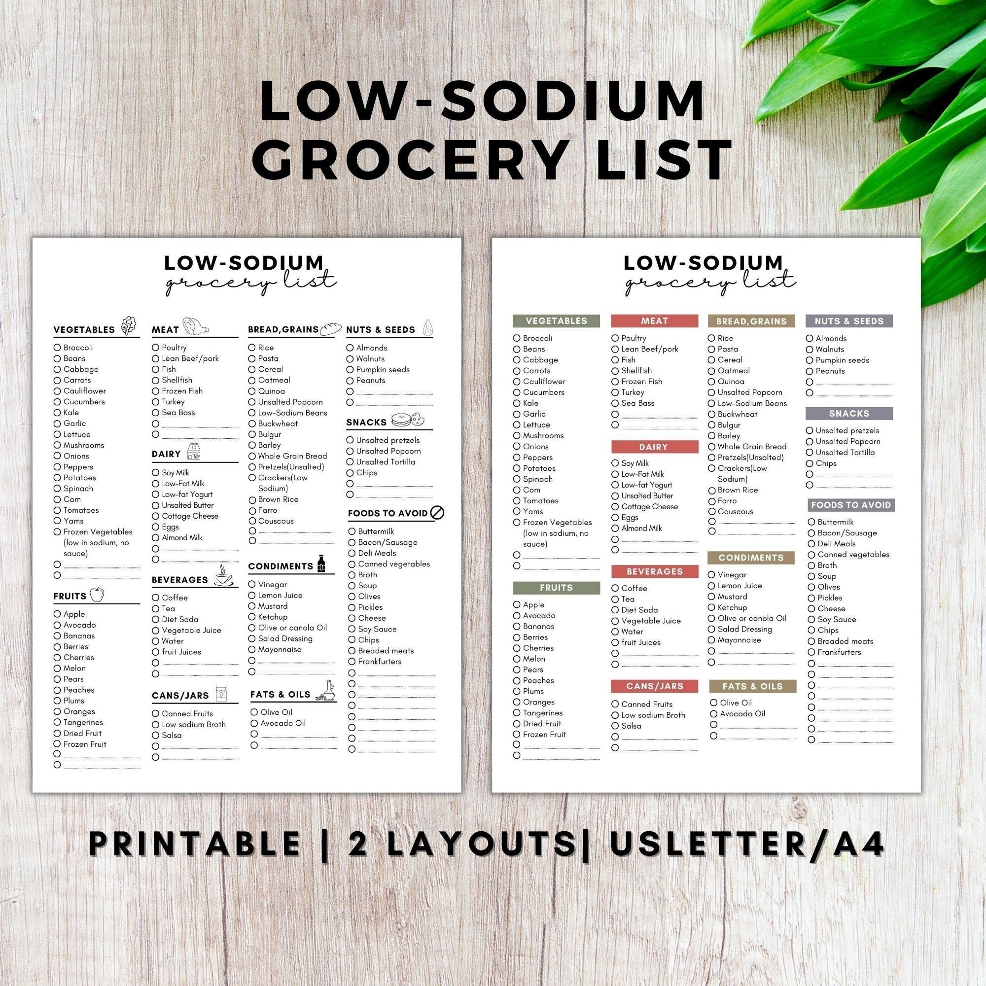 Printable Low Sodium Food Chart Printable Low Sodium Food Chart
