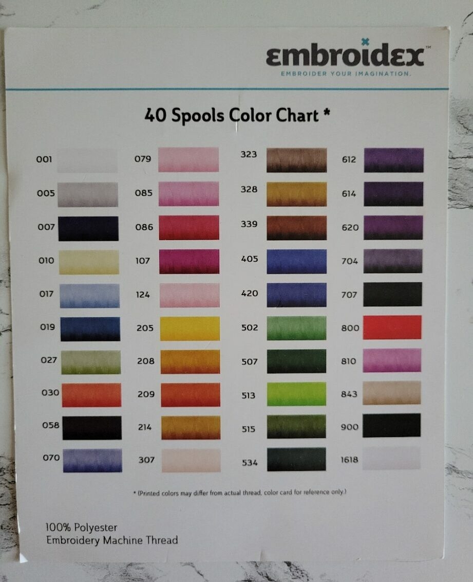Machine Embroidery Thread Color Charts Master List Machine Embroidery Thread Color Charts Master List