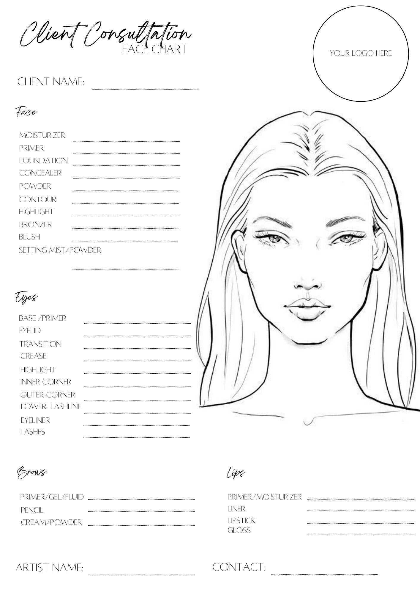 Makeup Face Chart Face Chart Practice Sheets Printable Make Up Practice Sheets Blank Face Chart Printable Blank Make Up Chart Download Etsy Ireland