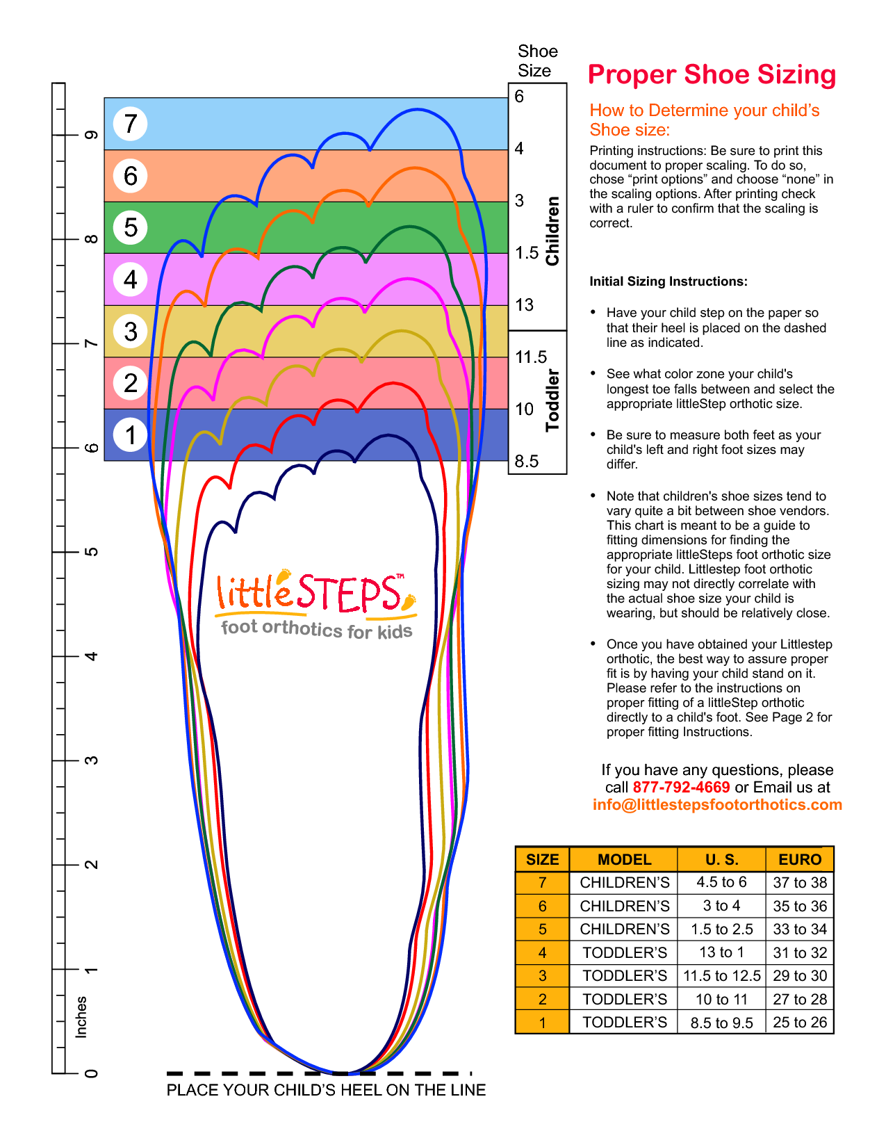 Toddler Foot Size Chart Printable