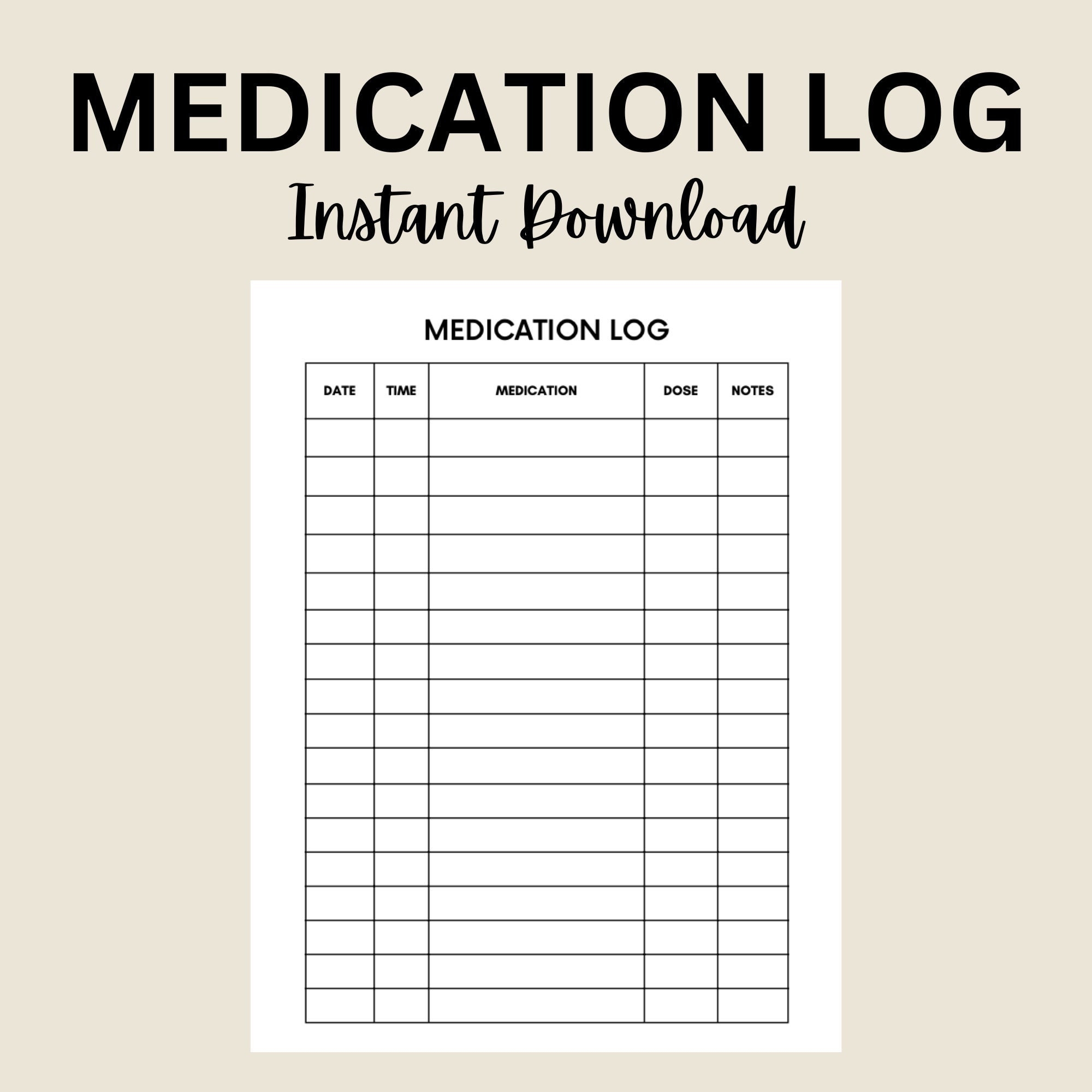 Medication Log Printable Medication Tracker Medication Chart Daily Medication Log Report Schedule Medication List Template Planner PDF Etsy Israel
