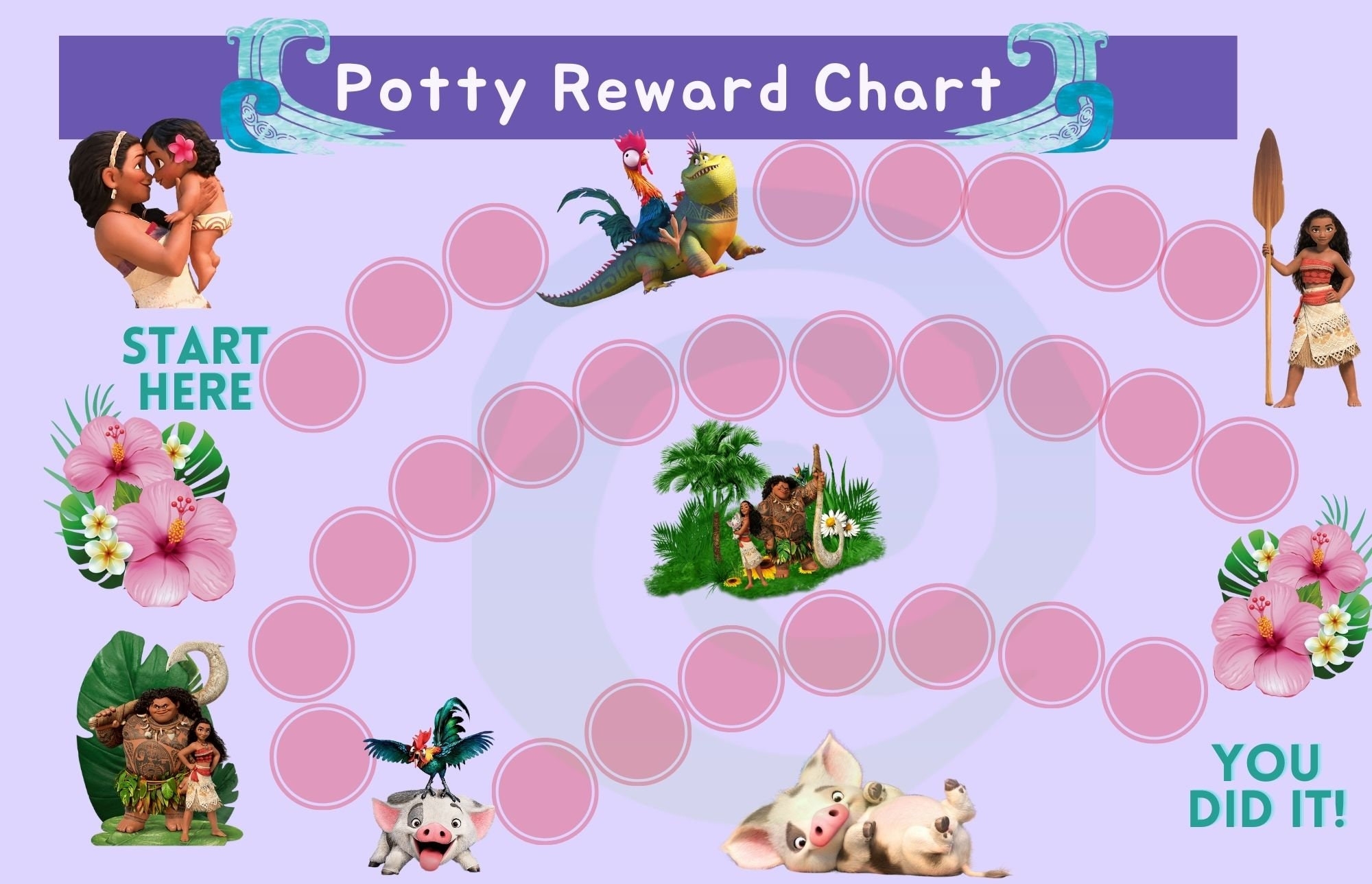 Moana Potty Training Chart Etsy