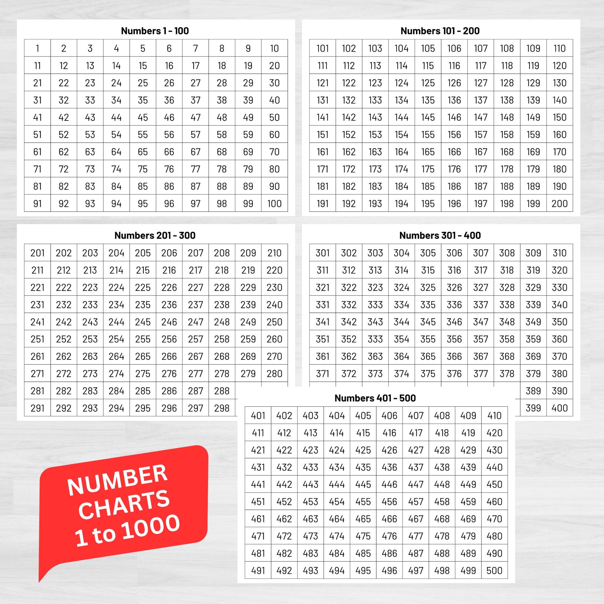 Number Charts 1 1000 Printables Teacher Classroom Homeschool Resource digital Download Etsy Israel