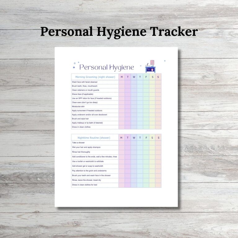 Personal Hygiene Tracker Hygiene Adult Hygiene Student Colorful Hygiene Worksheet Daily Hygiene Hygiene Checklist Hygiene Chart Etsy Hong Kong