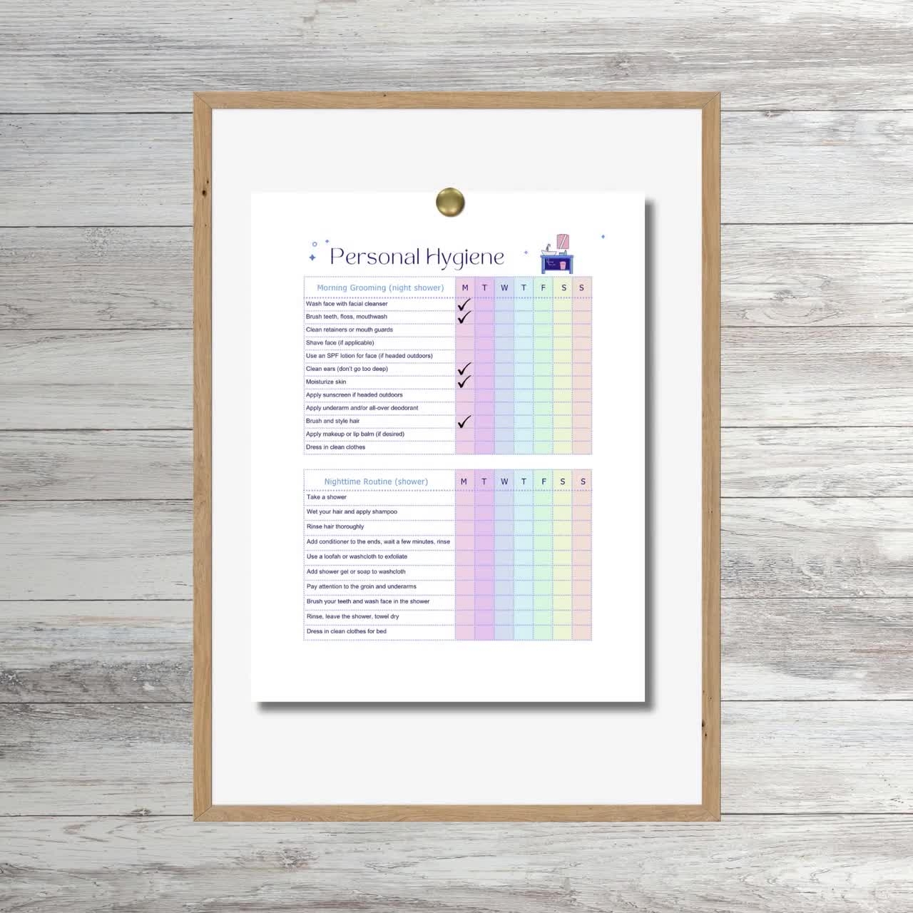Personal Hygiene Tracker Hygiene Adult Hygiene Student Colorful Hygiene Worksheet Daily Hygiene Hygiene Checklist Hygiene Chart Etsy