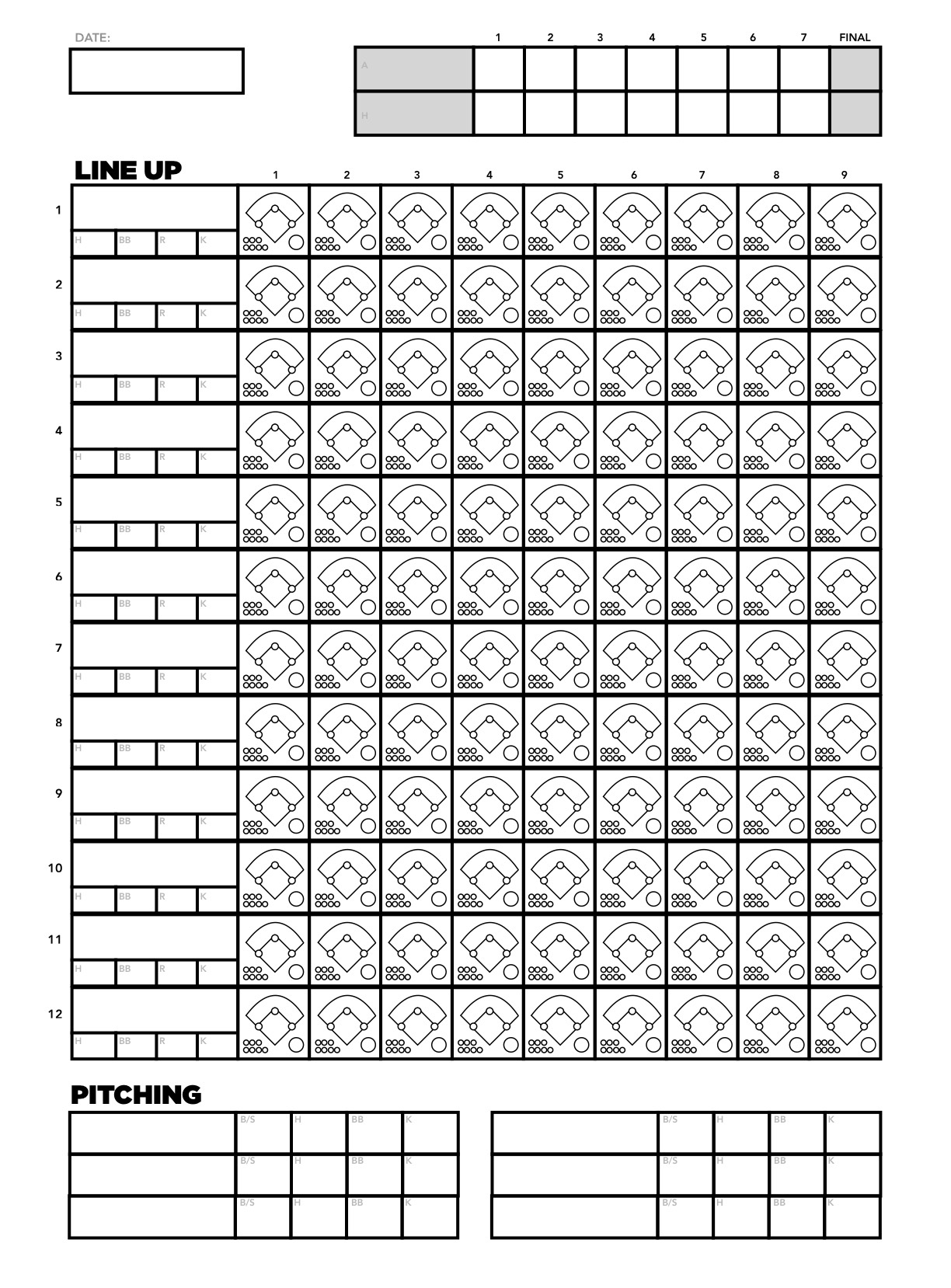 Softball Charts Printable Pitching