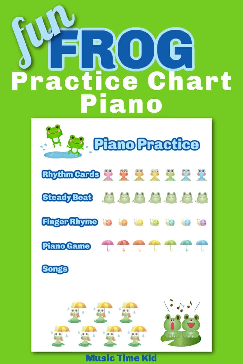 Practice Chart Piano Preschool Lessons Music Time Kid