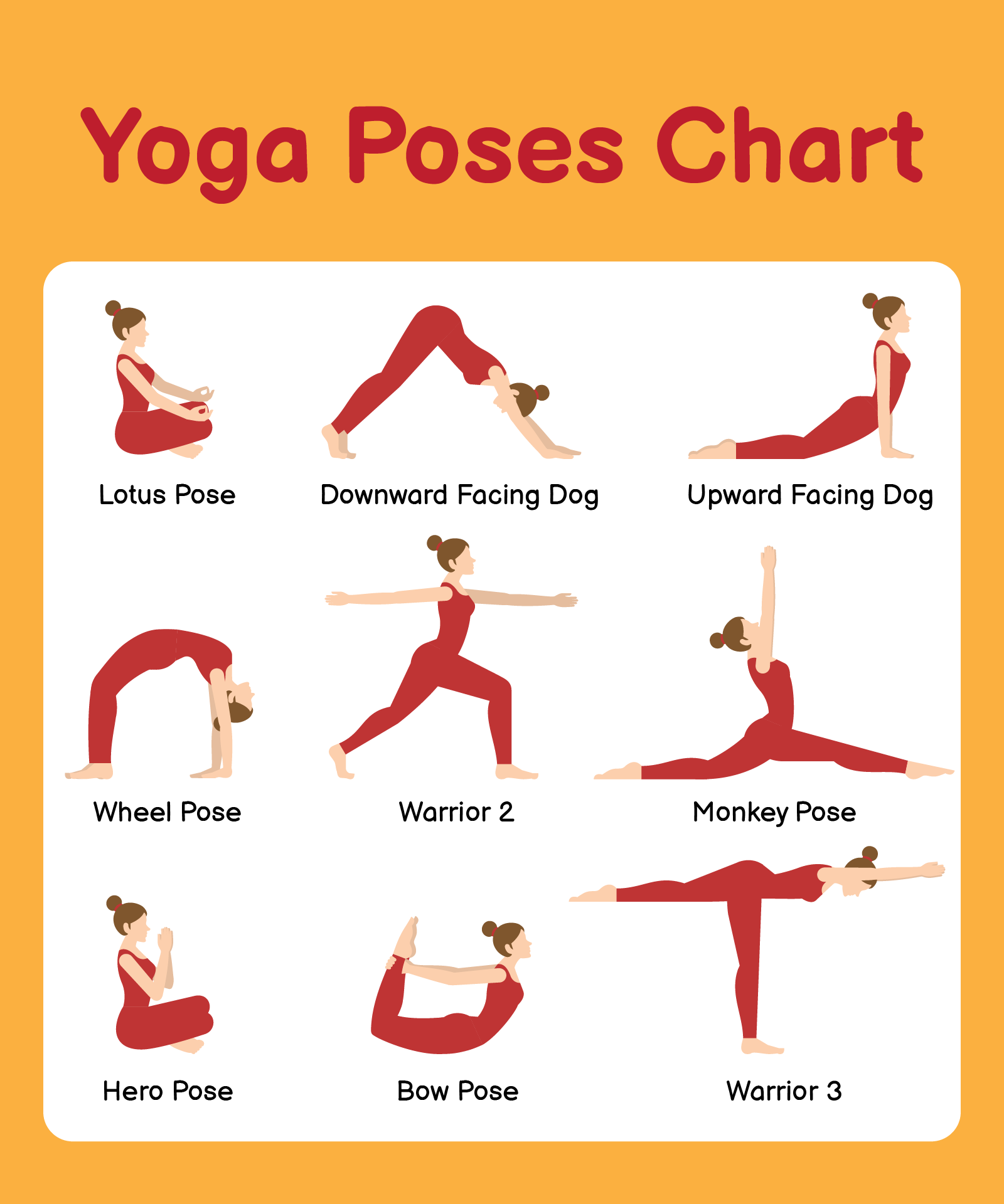 Yoga Poses Printable Chart Free