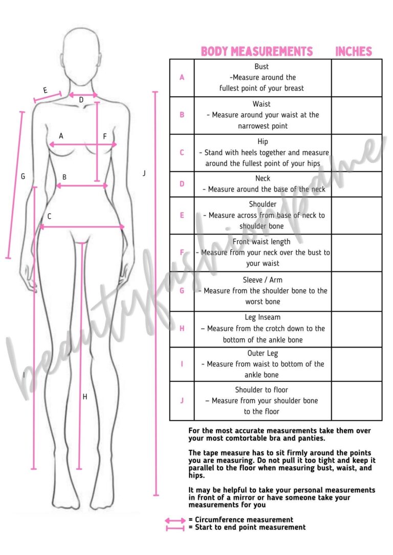 Printable Body Measurement Guide expanded Version Etsy Canada