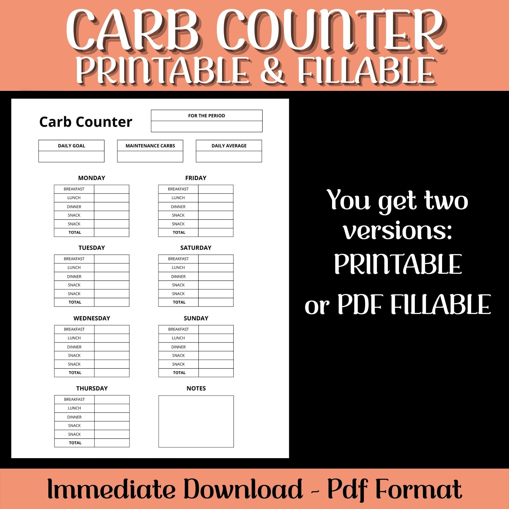 Printable Diabetes Carb Counting Chart